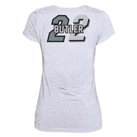 Jimmy Butler New Era Miami HEAT Mashup Name & Number Women's White Tee