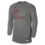 Nike Miami HEAT 2023-24 On-Court Grey Practice Long Sleeve Tee - 1