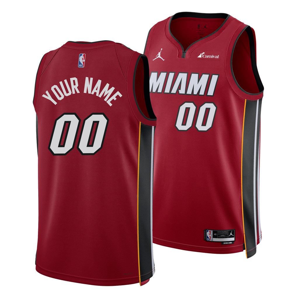 Personalized Nike Jordan Brand Miami HEAT Statement Red Swingman Jersey MENS JERSEYS NIKE    - featured image
