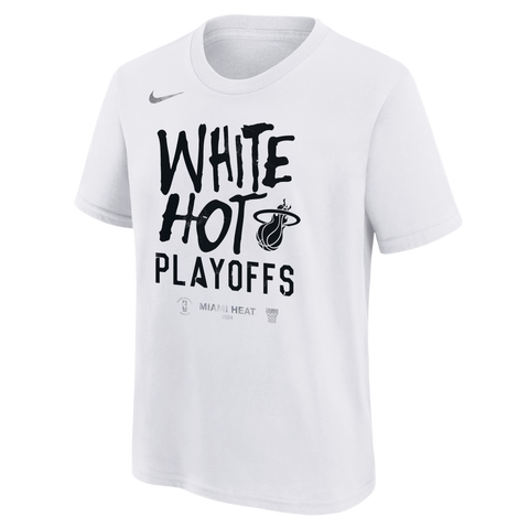 Nike Miami HEAT White Hot 2024 NBA Playoffs Mantra Kids Tee