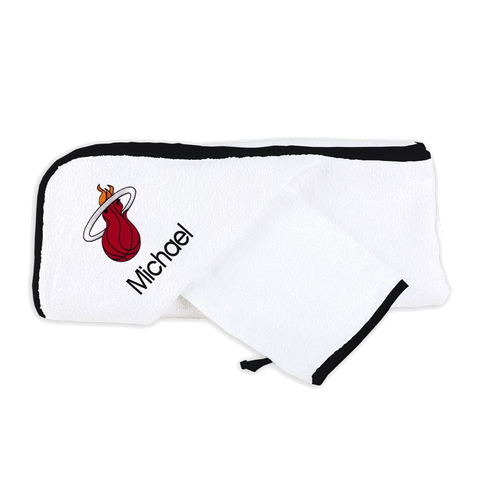 Designs by Chad and Jake Miami HEAT Custom Infant Hooded Towel Set