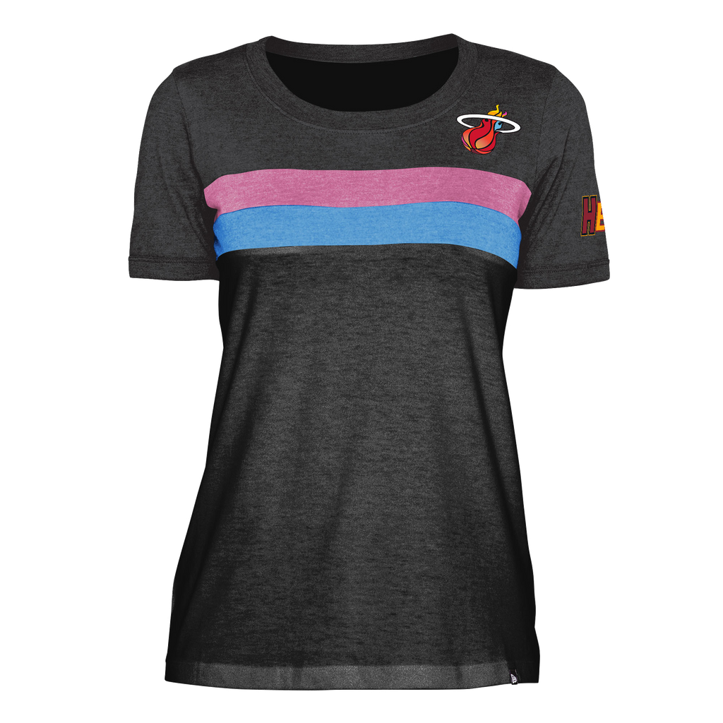 New Era Miami HEAT Mashup Striped Women's Tee WOMENS TEES 5TH AND OCEAN    - featured image