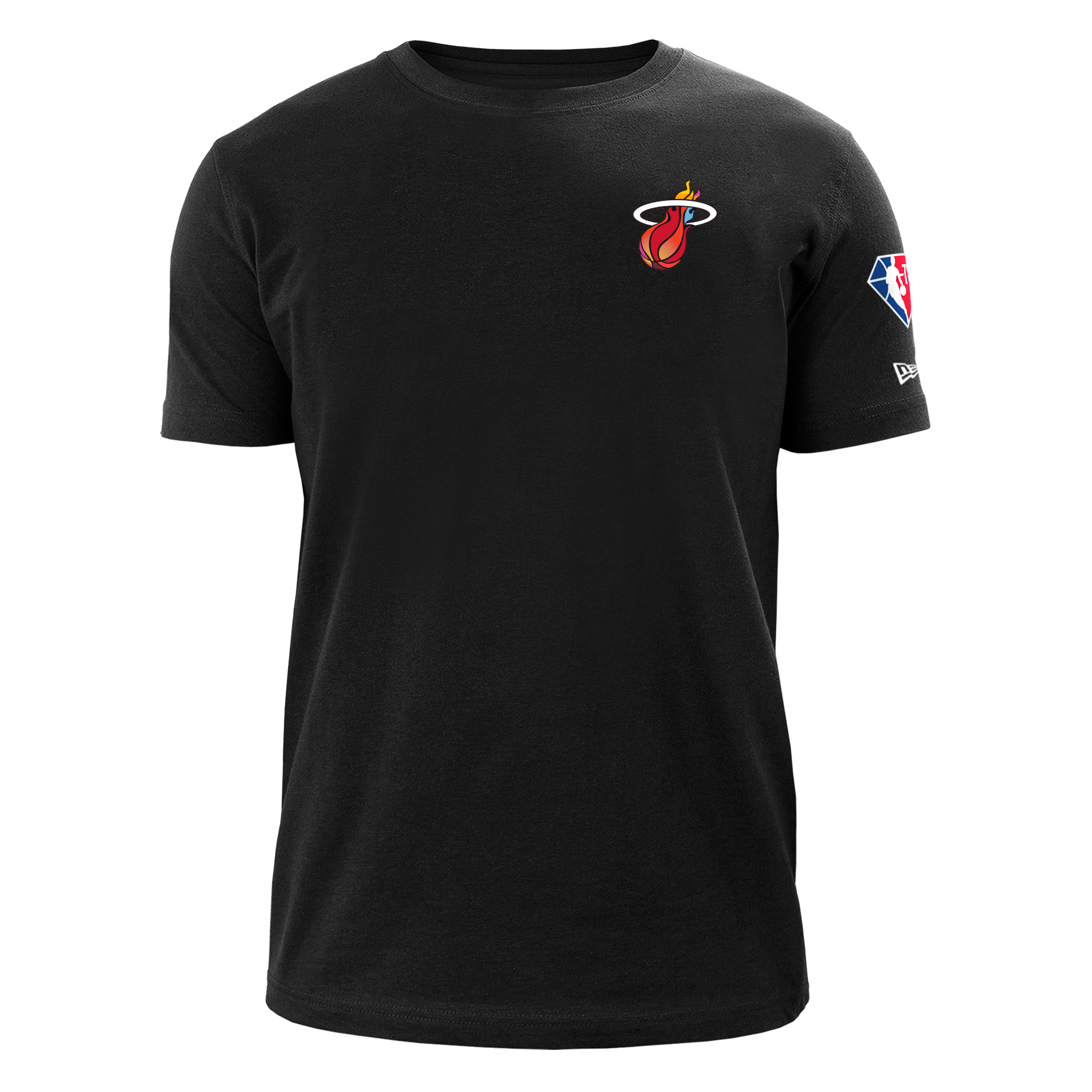 Black Kyle Lowry mashup tee with Miami HEAT logo on chest and NBA badge on sleeve. - Kyle Lowry New Era Miami HEAT Mashup Name & Number Tee