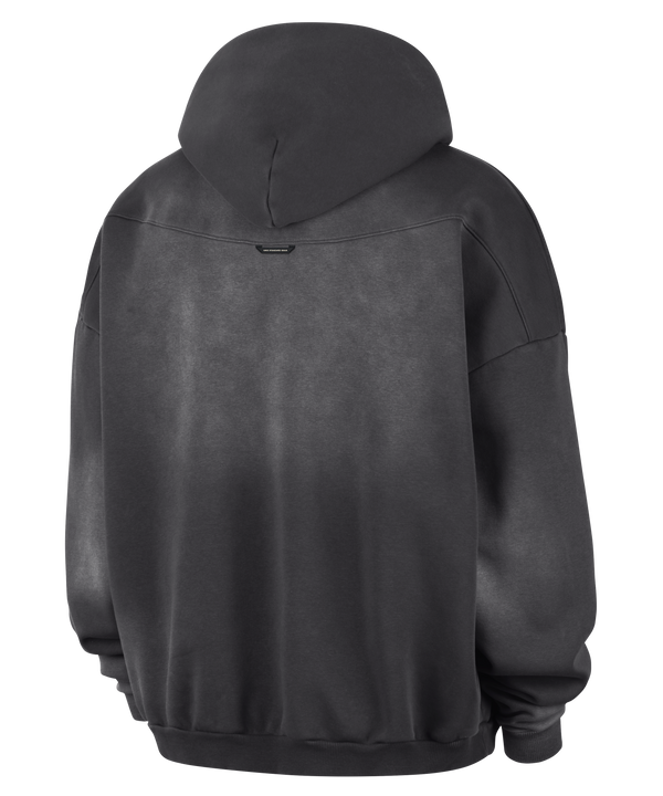 A dark gray Nike Miami HEAT Oversized Fleece Travel Hoodie featuring a large front pocket and bold black “MIAMI” lettering across the chest—perfect for any basketball fan’s hoodie collection.