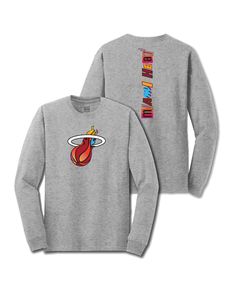 Miami HEAT Mashup Long Sleeve Grey Tee UNISEXTEE ITEM OF THE GAME    - featured image