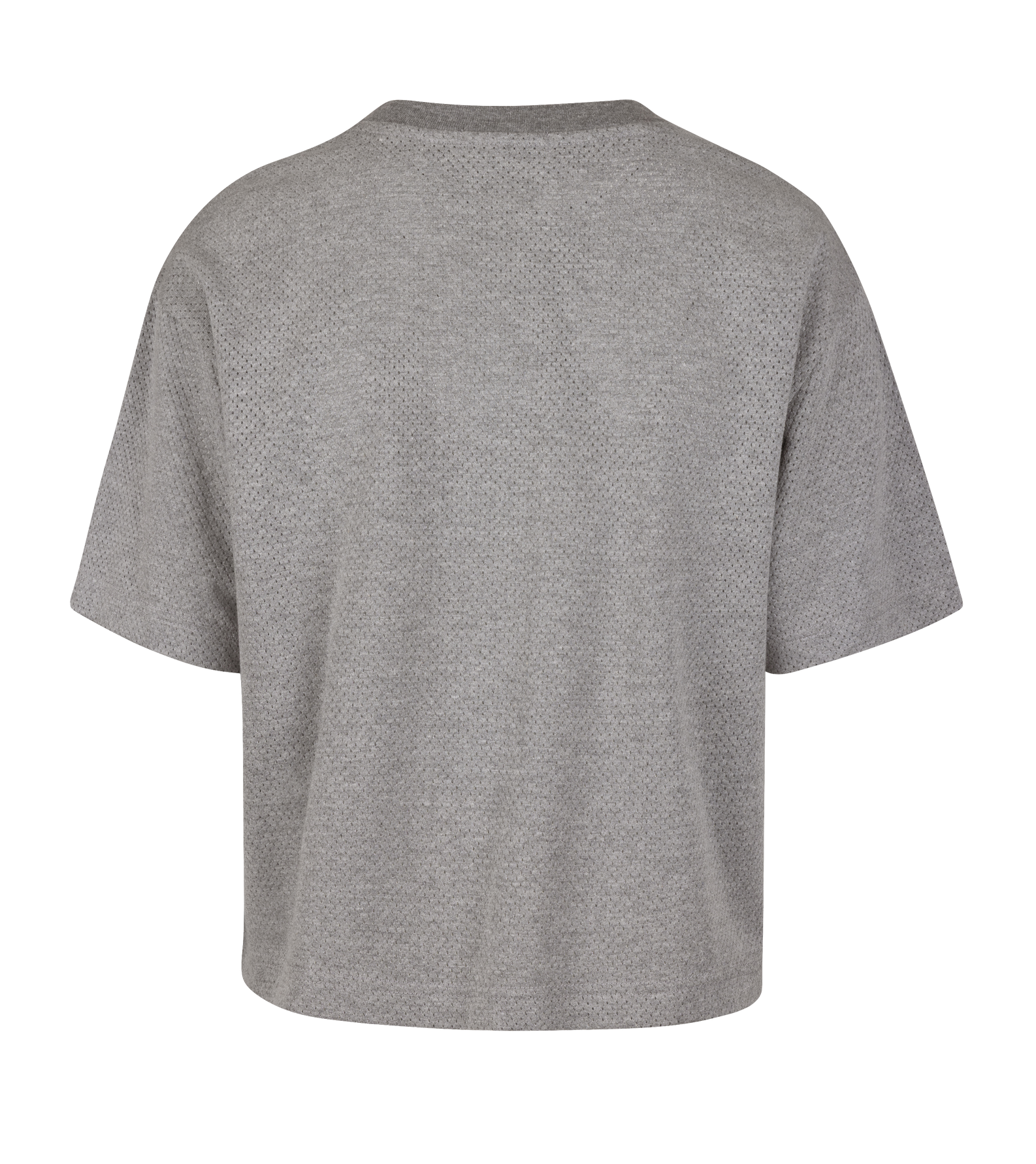 The '47 Brand Miami HEAT Pivot Women's Cropped Tee is an oversized, cropped short-sleeve gray t-shirt shown from the back against a white background.