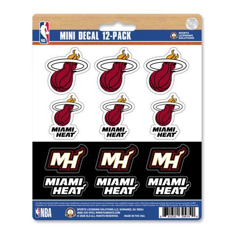 Miami HEAT Logo Mini Decals 12 Pack