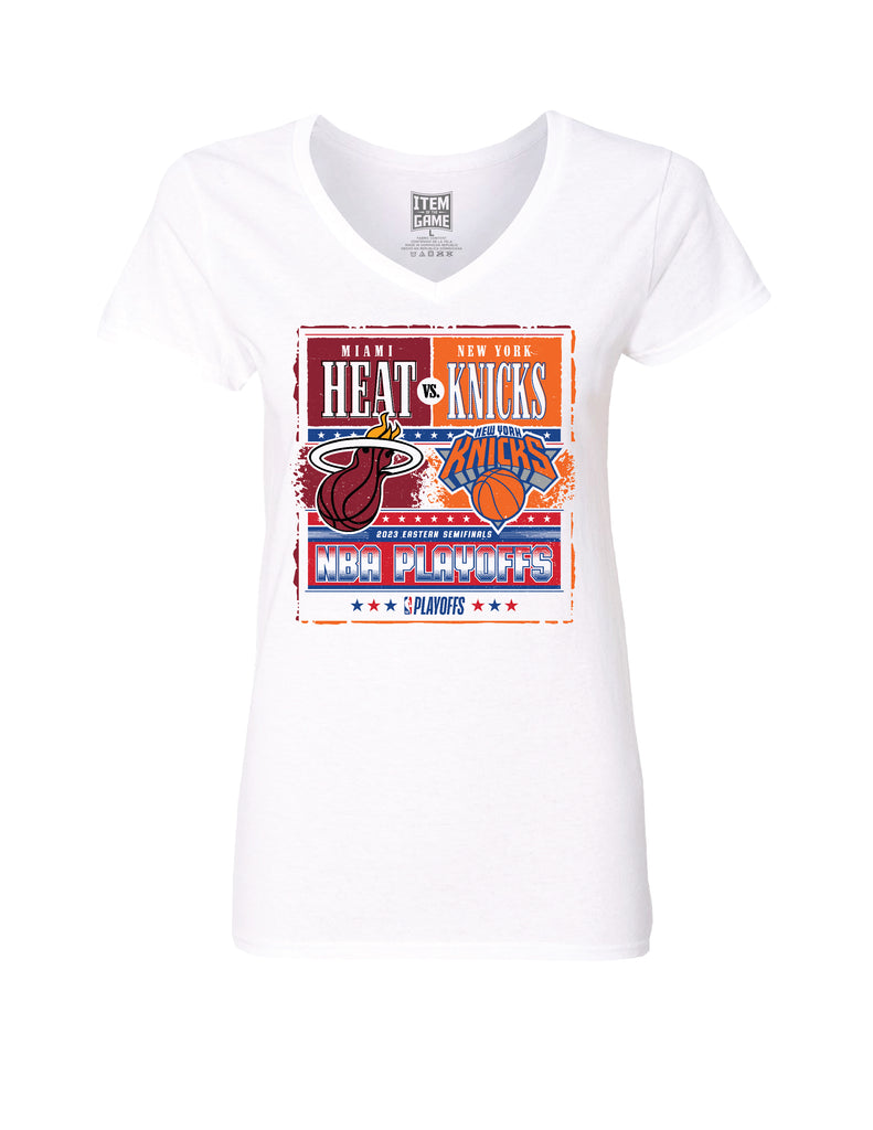 HEAT Vs Knicks White Hot Matchup Women's Tee WOMENS TEES ITEM OF THE GAME    - featured image