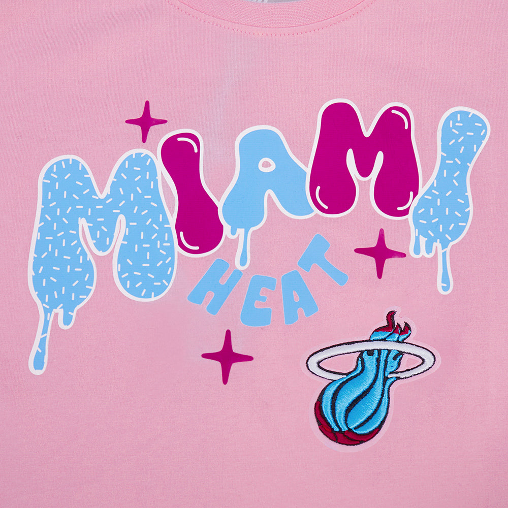 The Pro Standard Miami HEAT Original Vice Nights Girls Graffiti Boxy Tee features playful, drippy 