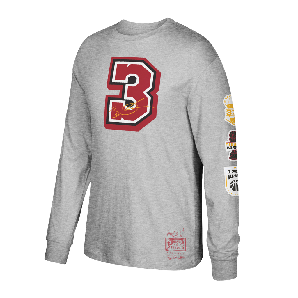 Mitchell & Ness Dwyane Wade Long Sleeve Traditional Tee MENSOUTERWEAR MITCHELL & NESS    - featured image