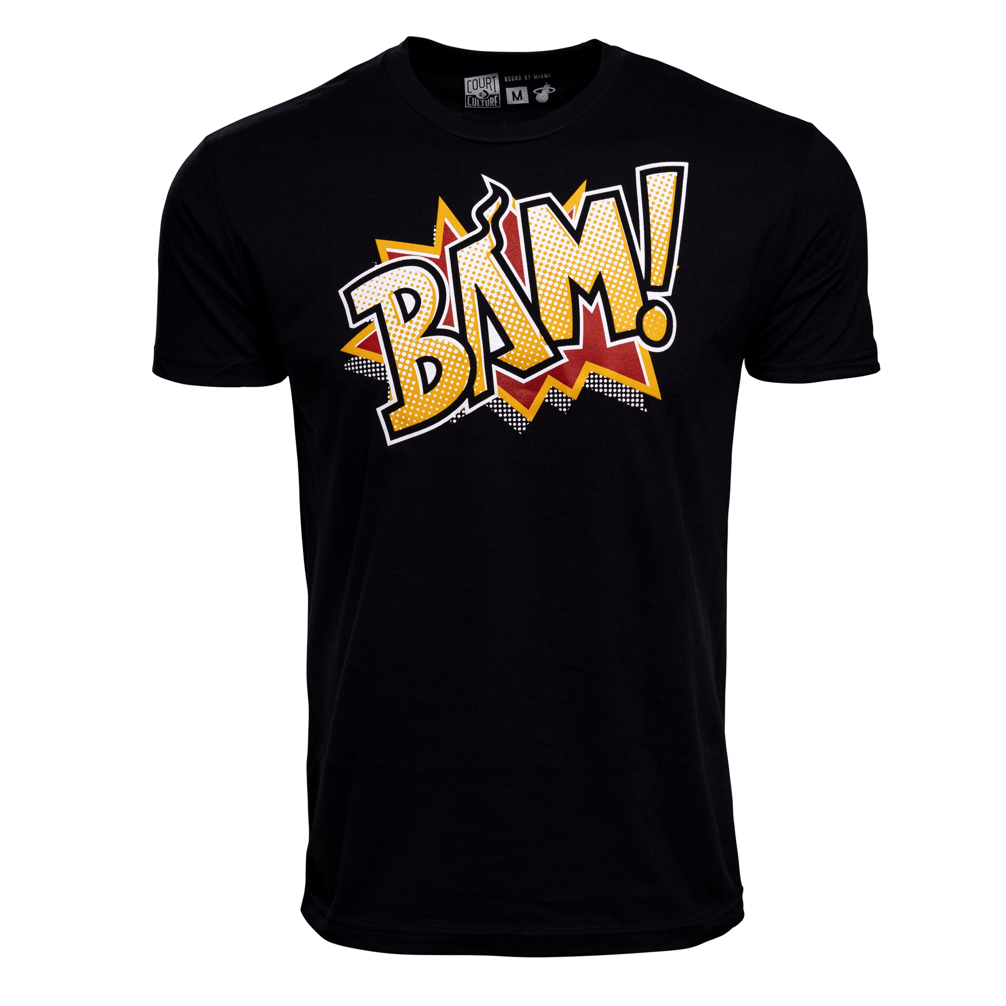 Black Court Culture BAM Tee with bold yellow and white 