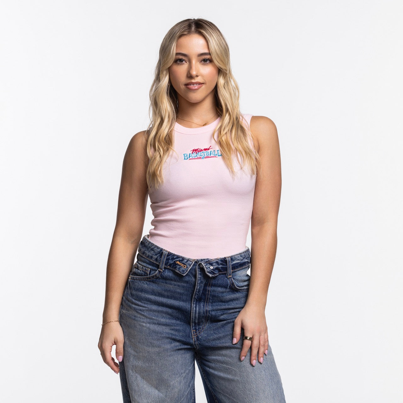 A young woman with long, wavy blonde hair wears the Court Culture Original Vice Nights 