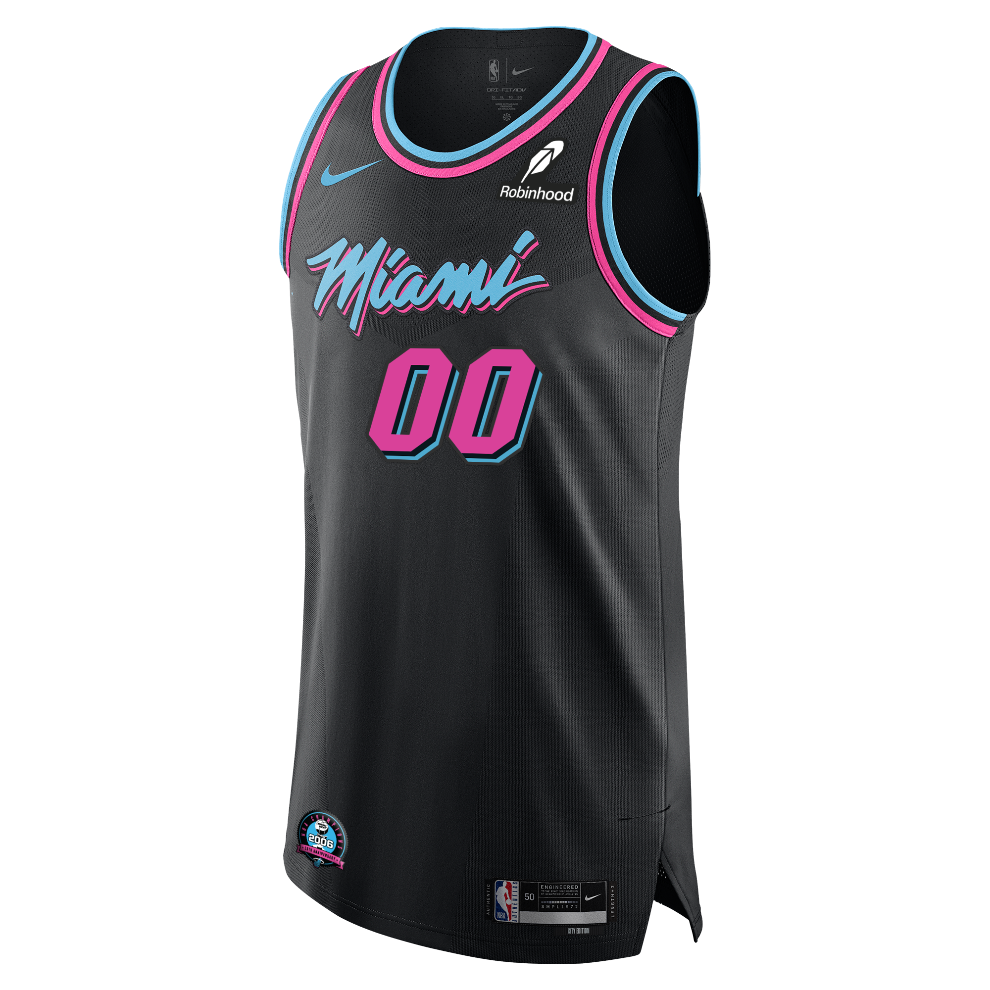 The Nike Personalized Original Vice Nights Authentic Jersey features Miami-inspired pink and blue accents, stylized 