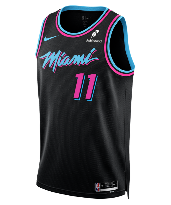 The Nike Jaime Jaquez Jr. Original Vice Nights Youth Swingman Jersey features black fabric, 