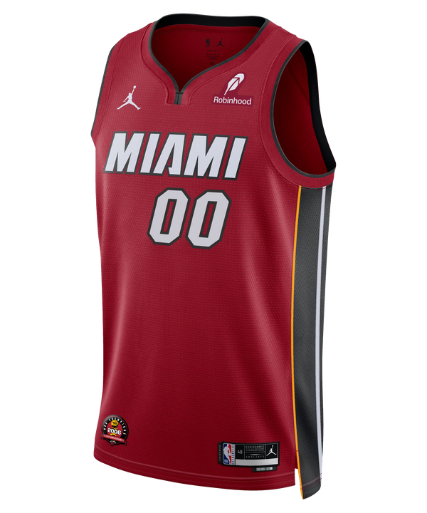 Red Nike Jordan Miami HEAT Statement Swingman Jersey with customizable name and number, size XXL-XXXL. - Personalized Nike Jordan Brand Miami HEAT Statement Red Swingman Jersey