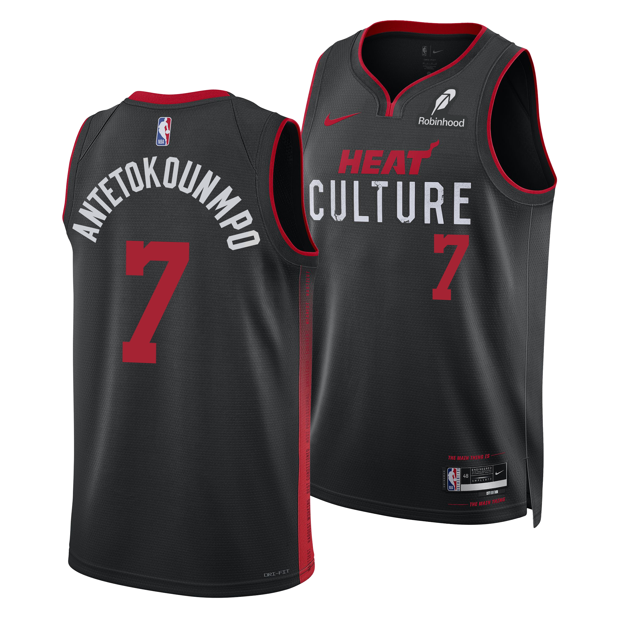 The Nike Giannis Antetokounmpo HEAT Culture Swingman Jersey features 