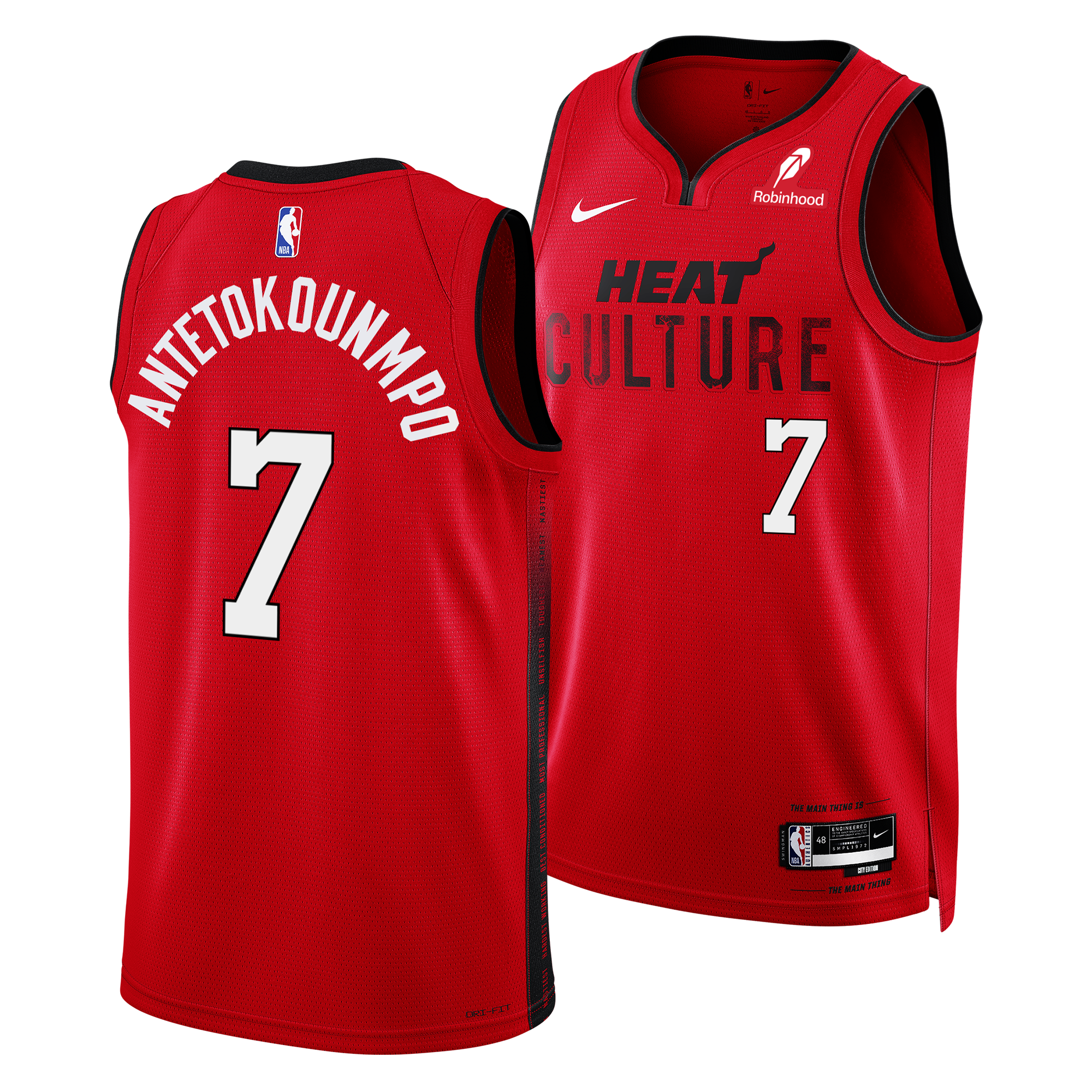 Pre-order the Giannis Antetokounmpo Nike HEAT Culture: Blood Red Swingman Jersey, featuring 