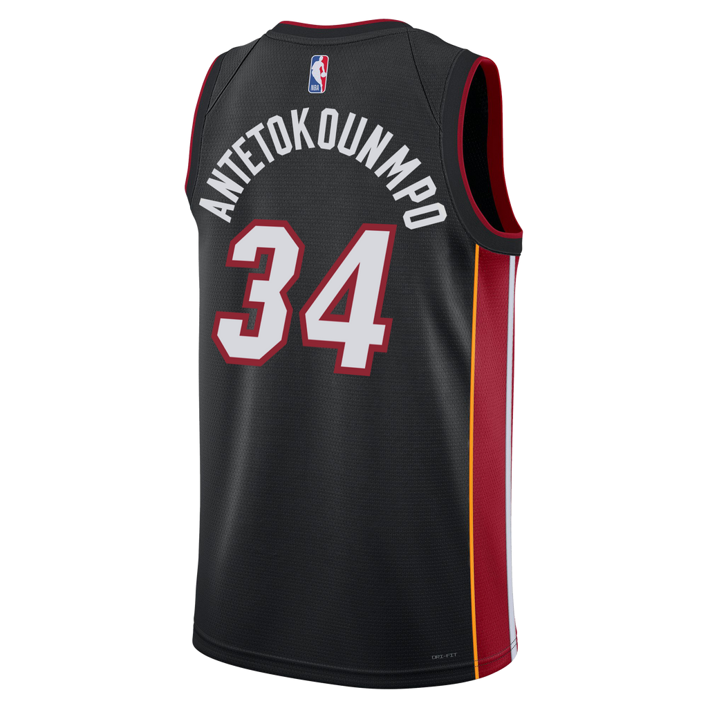 Giannis Antetokounmpo Nike Miami HEAT Icon Black Youth Swingman Jersey