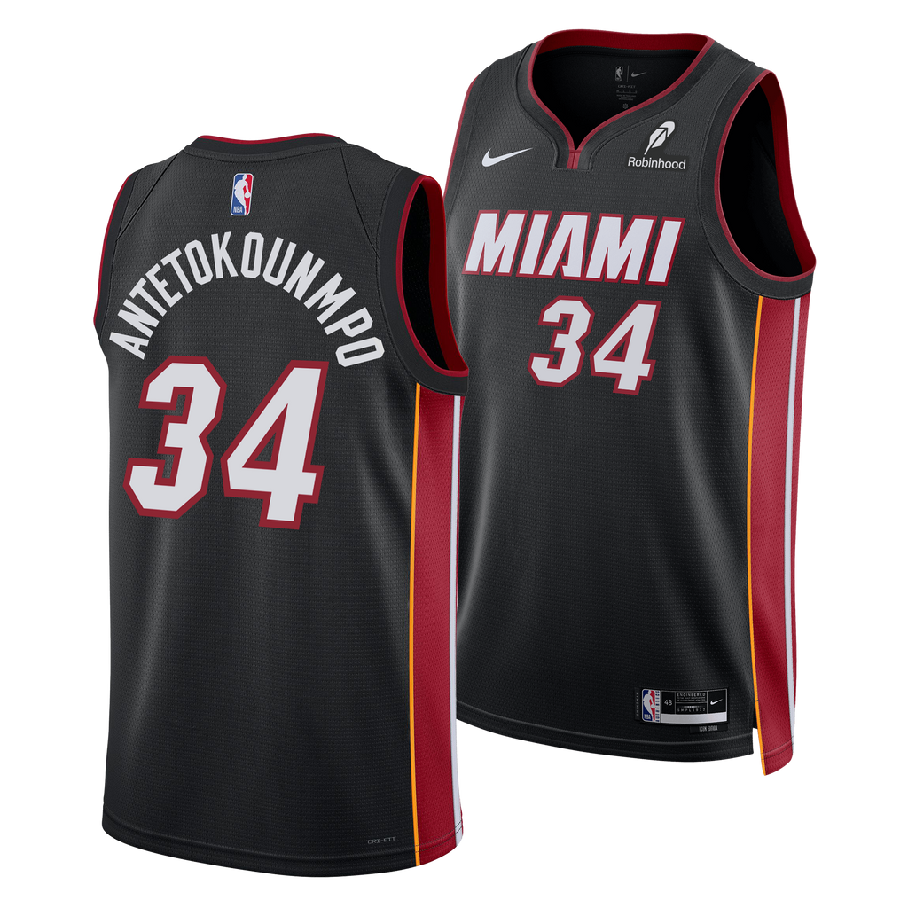 Giannis Antetokounmpo Nike Miami HEAT Icon Black Youth Swingman Jersey