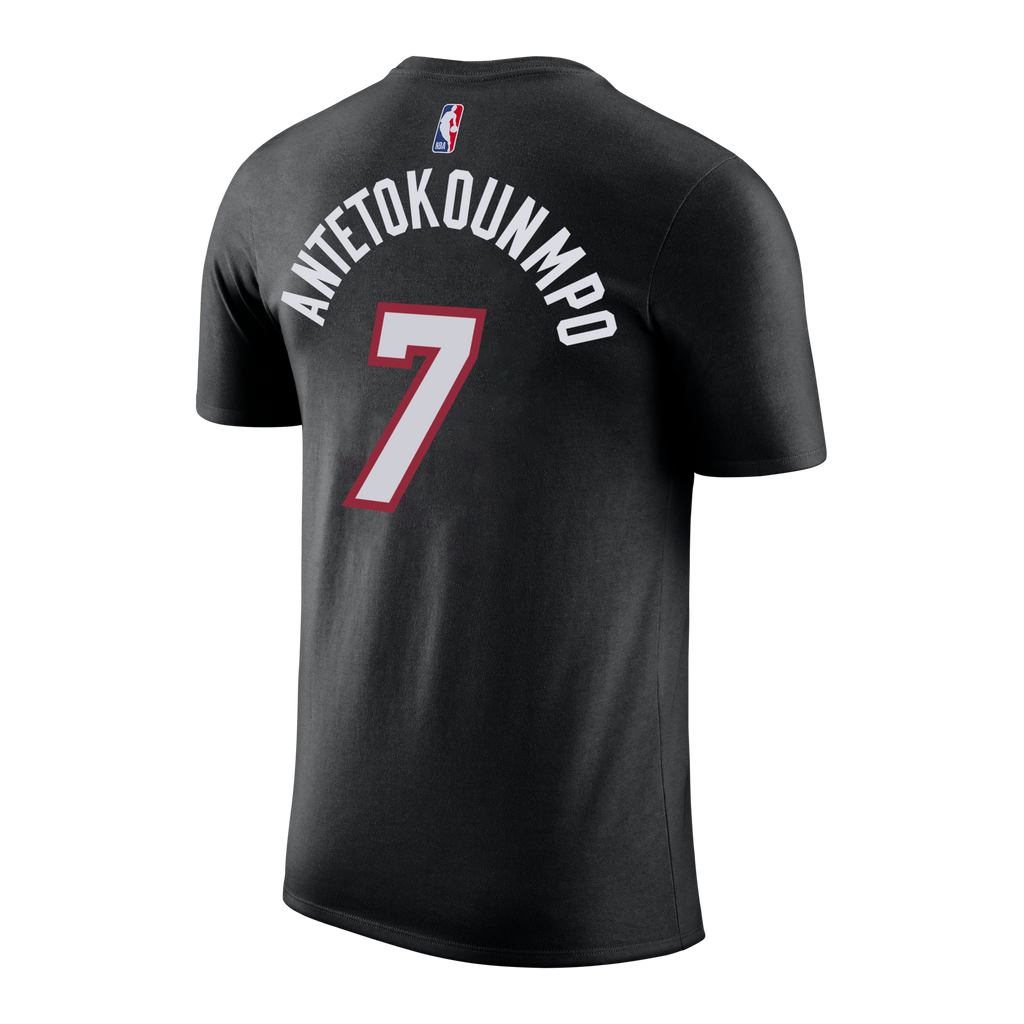 Giannis Antetokounmpo NIKE Miami HEAT Icon Black Name & Number Tee