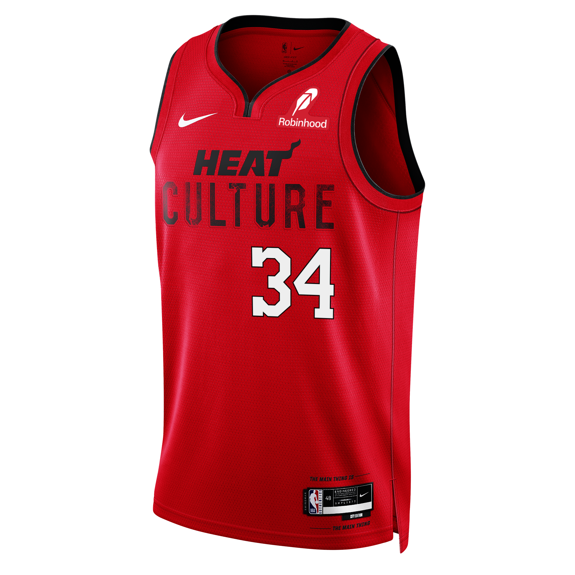The Giannis Antetokounmpo Nike HEAT Culture: Blood Red Swingman Jersey features 