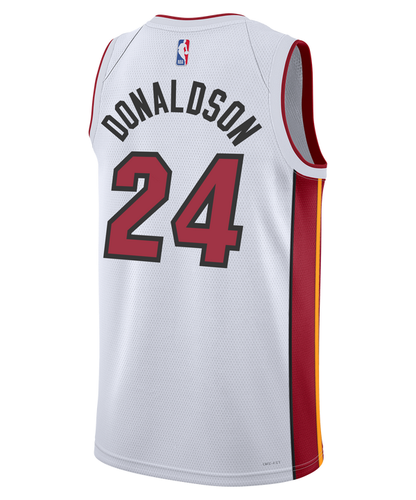 Show your support in style with the Tre Donaldson Nike Miami HEAT Association White Youth Swingman Jersey. This Nike jersey features bold red 