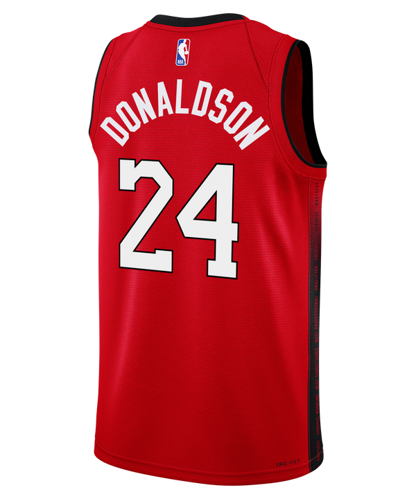 Show off your Miami Heat pride with the Tre Donaldson Nike HEAT Culture: Blood Red Swingman Jersey, featuring bold HEAT CULTURE lettering and the number 24 on the front. This Nike jersey includes advanced Dri-FIT technology for superior comfort, stylish black trim, Robinhood sponsor logos, and an authentic NBA tag at the hem—an essential pick for any fan of the iconic HEAT Culture uniform.