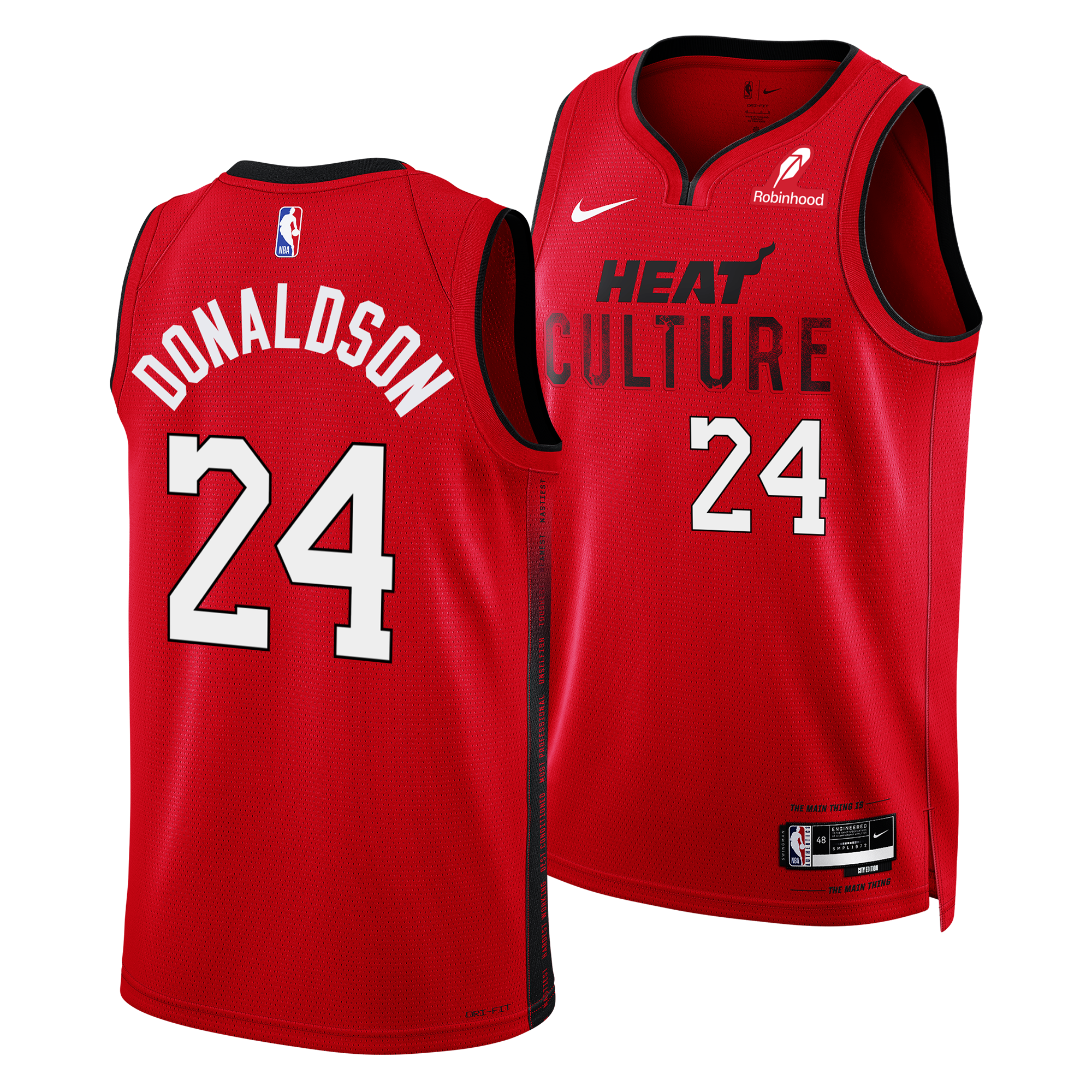 Introducing the Tre Donaldson Nike HEAT Culture: Blood Red Youth Swingman Jersey, crafted by Nike in the signature HEAT Culture uniform style. This jersey features 