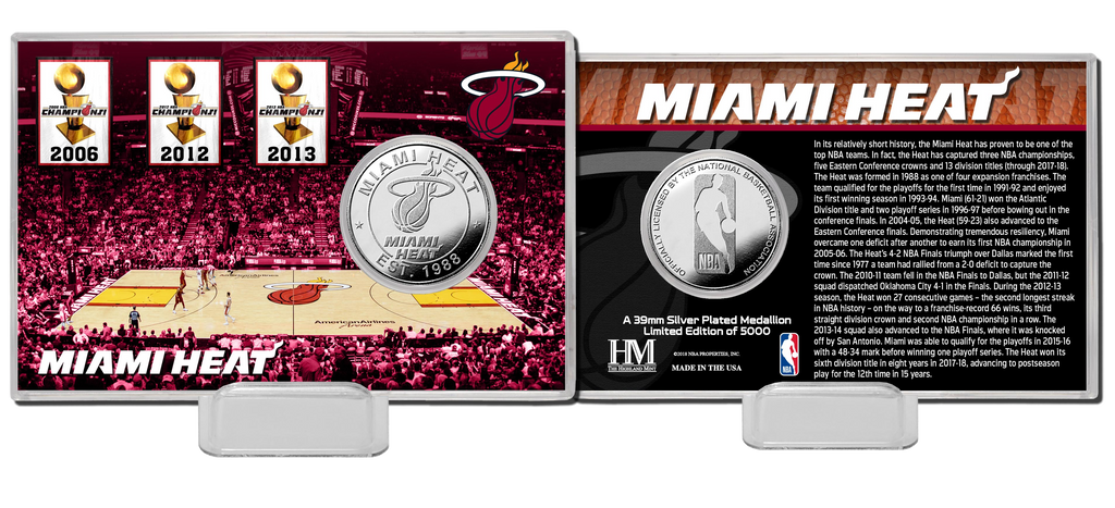 Miami HEAT Highland Mint 3-Time Champion Silver Coin Card NOV. MISC.Z HIGHLAND MINT    - featured image