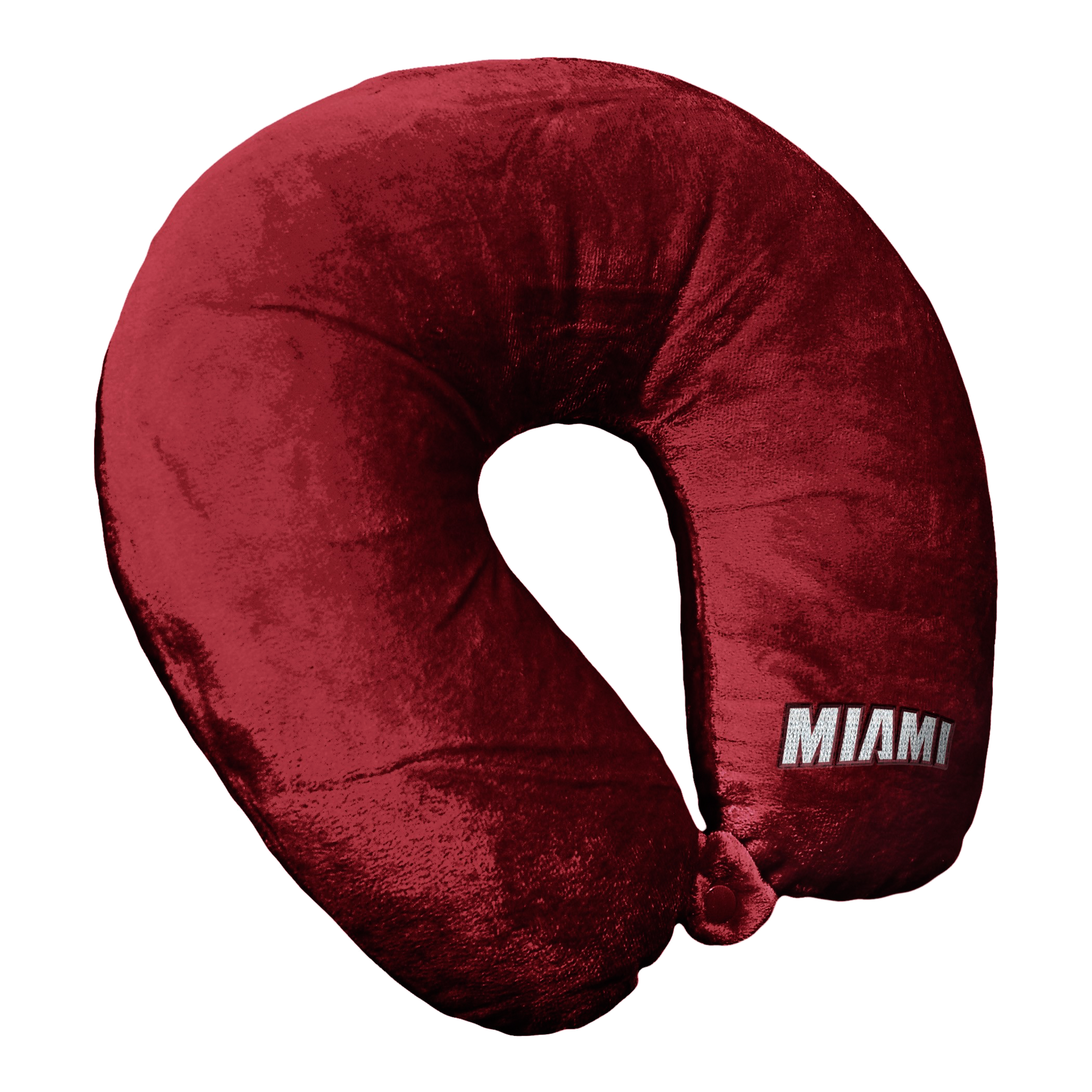 A plush red polyester Miami HEAT Neck Pillow by The Northwest Company, U-shaped and 12