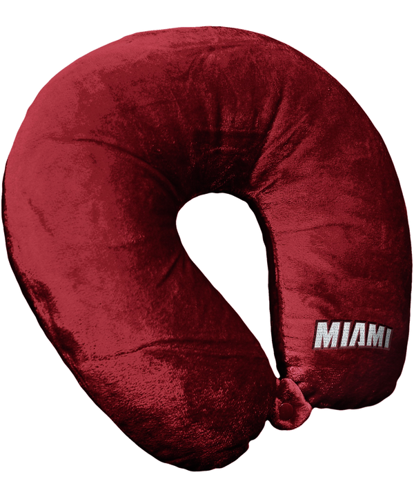 A plush red polyester Miami HEAT Neck Pillow by The Northwest Company, U-shaped and 12