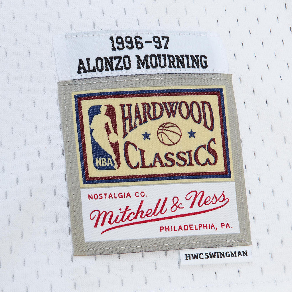 Men's Miami Heat Alonzo Mourning Mitchell & Ness Black 1996-97 Hardwood Classics Swingman Jersey