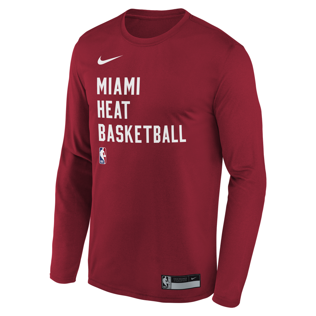 Nike Miami HEAT 2023-24 On-Court Red Practice Long Sleeve Youth Tee KIDSTEE OUTERSTUFF    - featured image