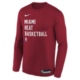 Nike Miami HEAT 2023-24 On-Court Red Practice Long Sleeve Youth Tee - 1