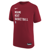 Nike Miami HEAT 2023-24 On-Court Red Practice Youth Tee - 1
