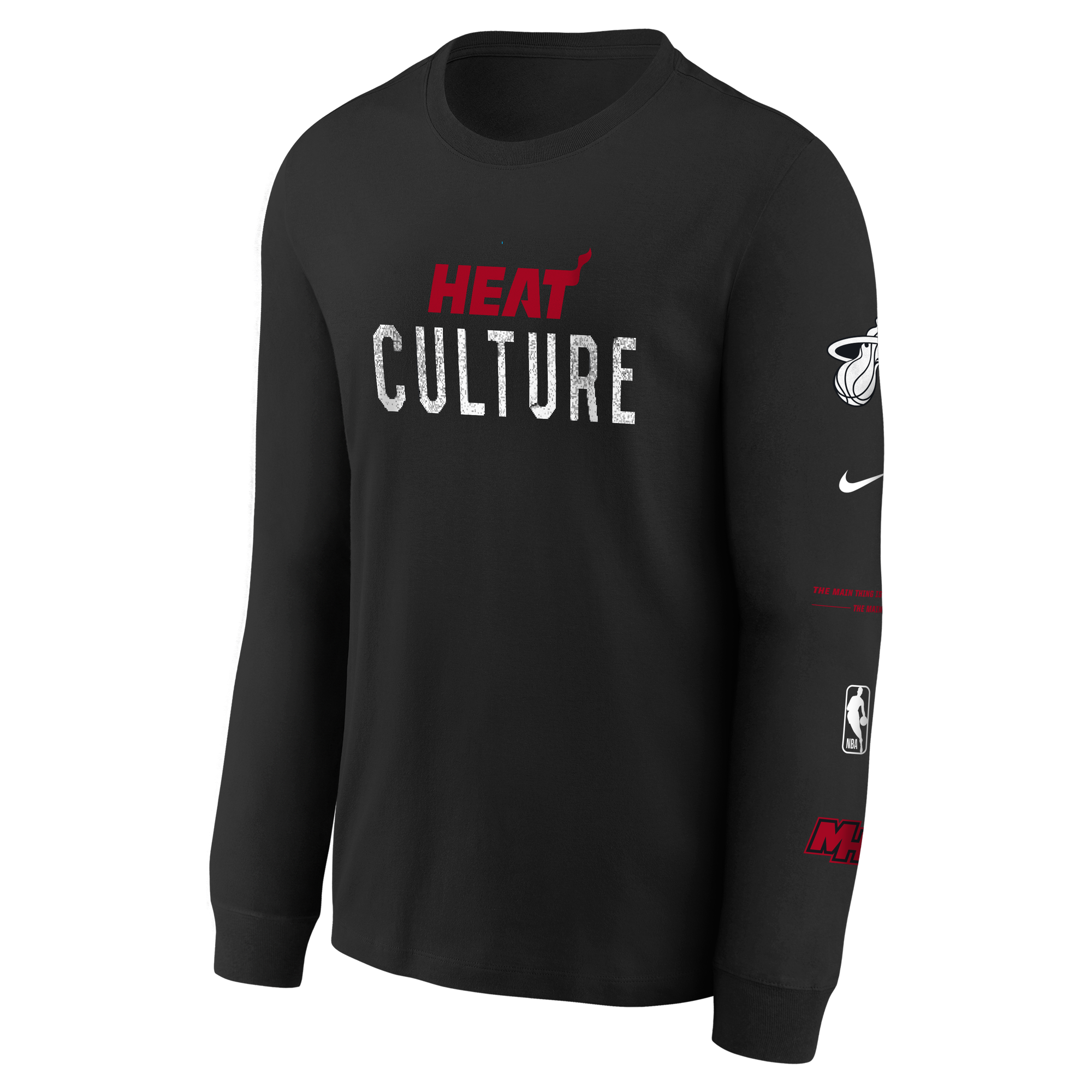 Black long sleeve youth tee with red 