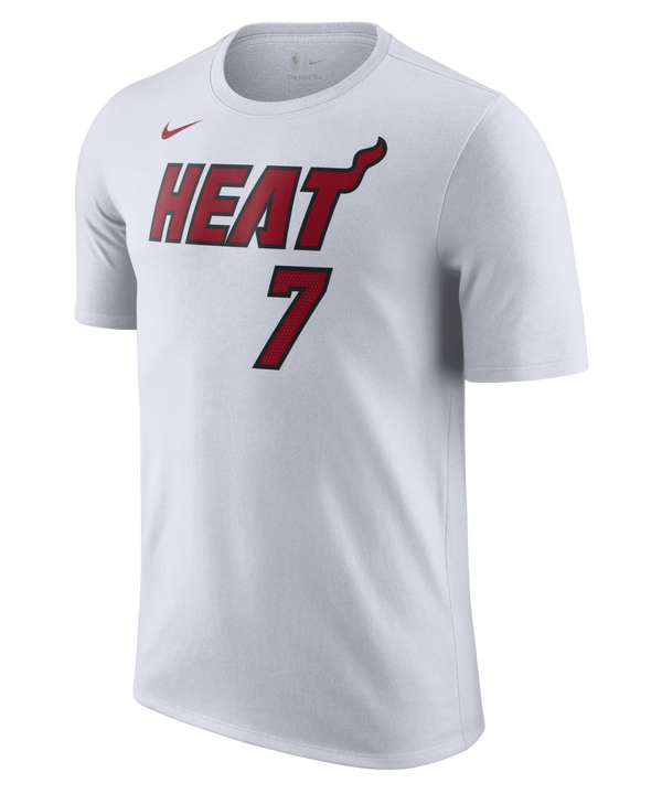 Show your Miami HEAT pride with the Nike Giannis Antetokounmpo Miami HEAT Association White Name & Number Tee. This short-sleeve t-shirt features bold red 