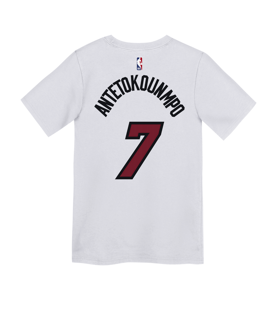超レア 90s白タグ ナイキ NBA マイアミ ヒートtシャツ 刺繍ロゴ Giannis Antetokounmpo Nike Association White Name & Number Kids