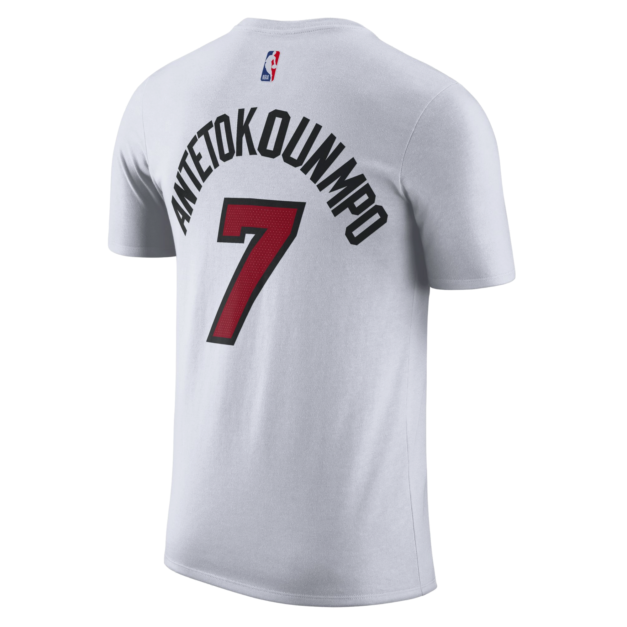 Show your support for Giannis Antetokounmpo with the Nike Miami HEAT Association White Name & Number Tee. This tee features 