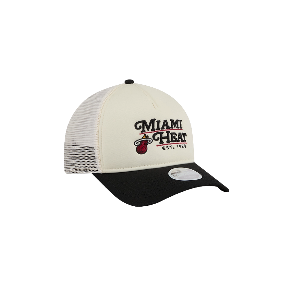 The New Era Miami HEAT Retro A-Frame Snapback features the team logo and 