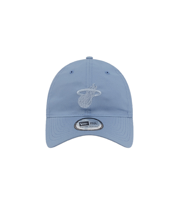Light blue New Era dad hat with tonal Miami HEAT logo embroidered on front and adjustable back strap. - New Era Miami HEAT Blue Ripstop Dad Hat