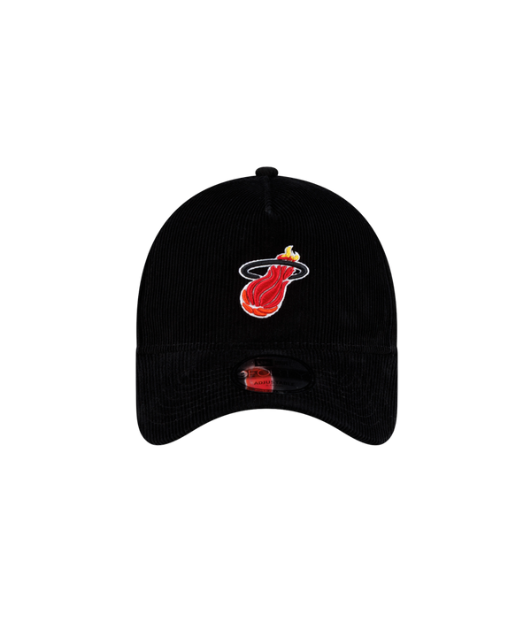 Court Culture x New Era Corduroy Logo Dad Cap in black corduroy with a Miami Heat basketball team logo embroidered on the front.