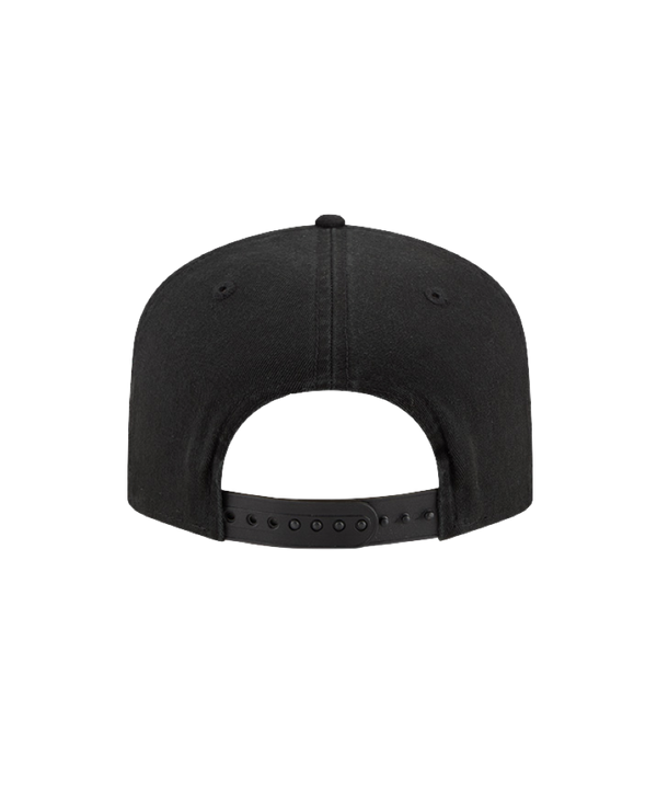 The New Era Miami HEAT Stacked Snapback is a black cap with 