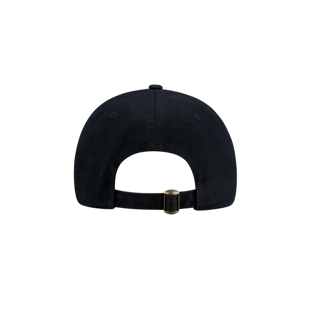 The Miami HEAT Core Logo Hat by Item Of The Game is a black cotton cap shown from the back, featuring a fabric strap with metal buckle for adjustable fit. One size fits most. Perfect for daily wear, displayed against a plain white background.