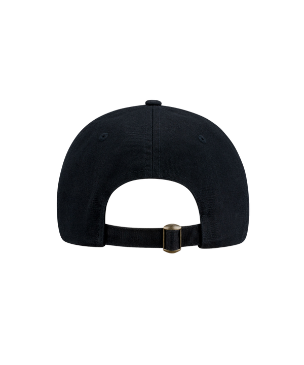 The Miami HEAT Core Logo Hat by Item Of The Game is a black cotton baseball cap with the Miami Heat flaming basketball logo embroidered on the front. One size fits most; spot clean only. Background is plain white.