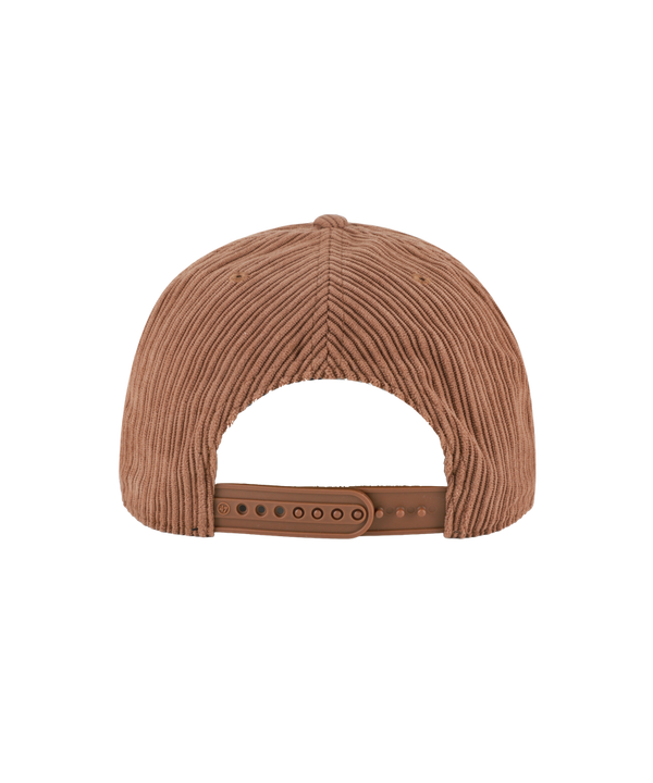 The ’47 Brand Miami HEAT Corduroy Patch Snapback is a brown corduroy baseball cap featuring a red and white patch on the front that reads “Heat Miami Basketball Since 1988” and the number 47 embroidered on the left side. Made from durable polyester, this cap is one size fits most and easy to spot clean for everyday wear.