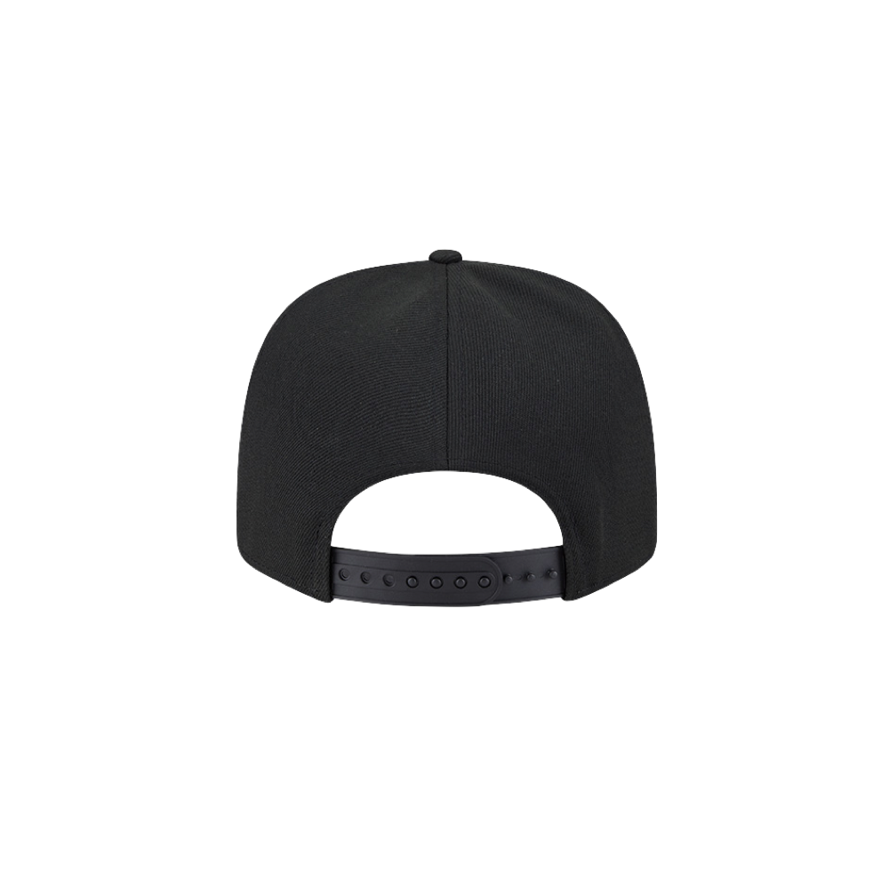 The New Era Miami HEAT Multi-Color Rope Snapback is shown from the back, displaying its stretch snapback closure and a curved opening above the strap, set against a plain white background.
