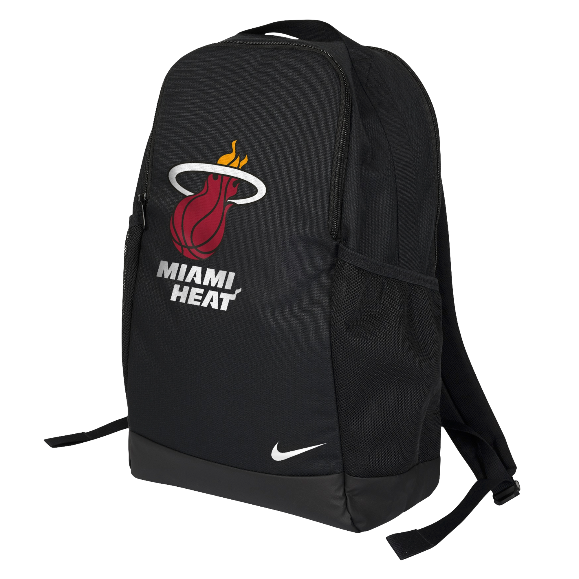 Black Nike Miami HEAT Barsilia backpack with team logo and white Nike swoosh. - Nike Miami HEAT Barsilia Backpack