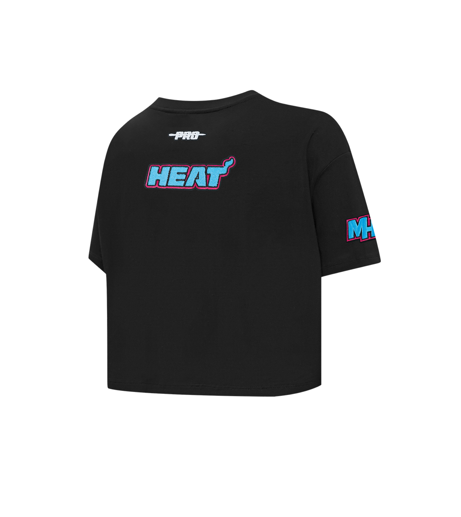 The Pro Standard Miami HEAT Original Vice Nights Women's Boxy Tee is a black, cropped cotton T-shirt with 