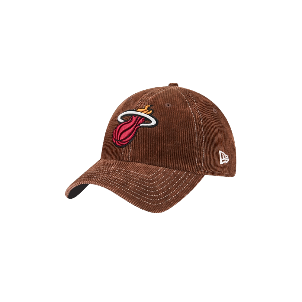 The New Era Miami HEAT Brown Corduroy Dad Hat is a casual cotton cap featuring the Miami HEAT logo on the front, white stitching accents, and a classic curved brim. Designed for comfortable everyday wear, this stylish hat comes in one size that fits most and displays the signature New Era logo on the side.